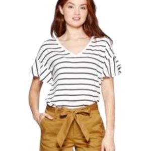 3/$20 a new day • stripe v neck ruffle sleeve tee